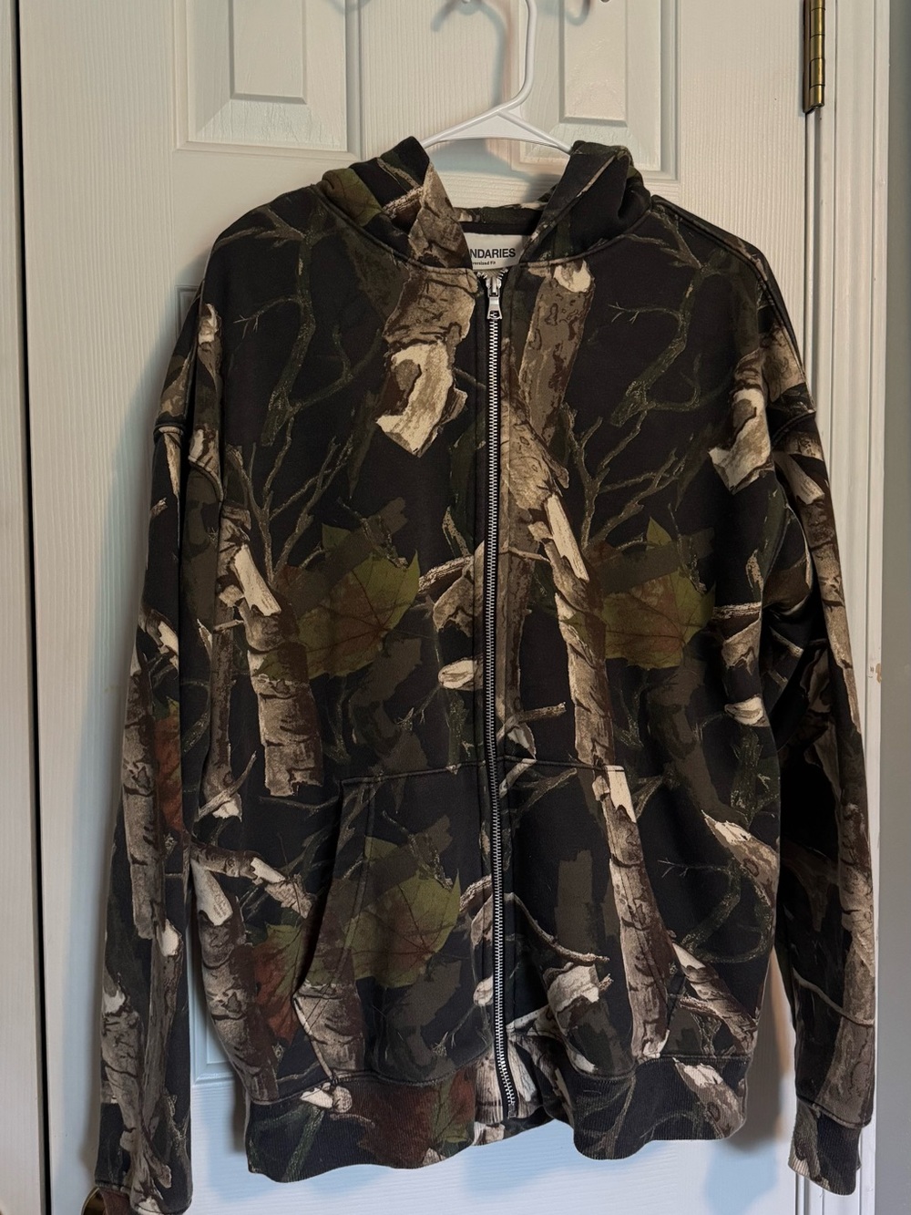 Mens Full-Zip Camo Hoodie Jacket - Black/Green - Picture 1 of 4